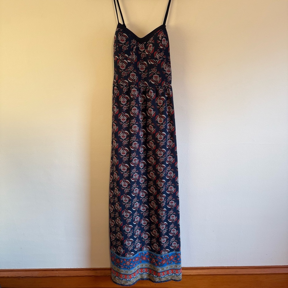 Floral Maxi Dress in Navy and Multicolor